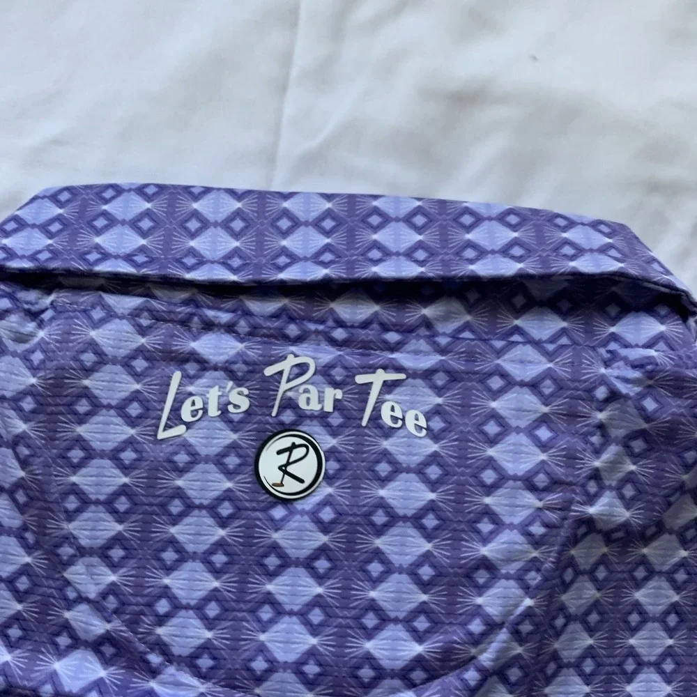 NWT Rusty Putter‎ Golf Polo Size XL Purple White Abstract Pattern Geometric